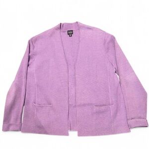 Eileen Fisher Sz XL Silk Blend Lavender Purple Knit Open Front Blazer Cardigan